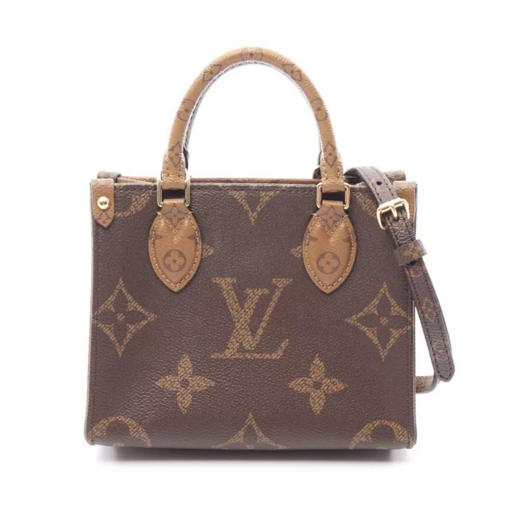 Louis Vuitton On The Go Monogram Reverse Handbag Canvas Leather Brown